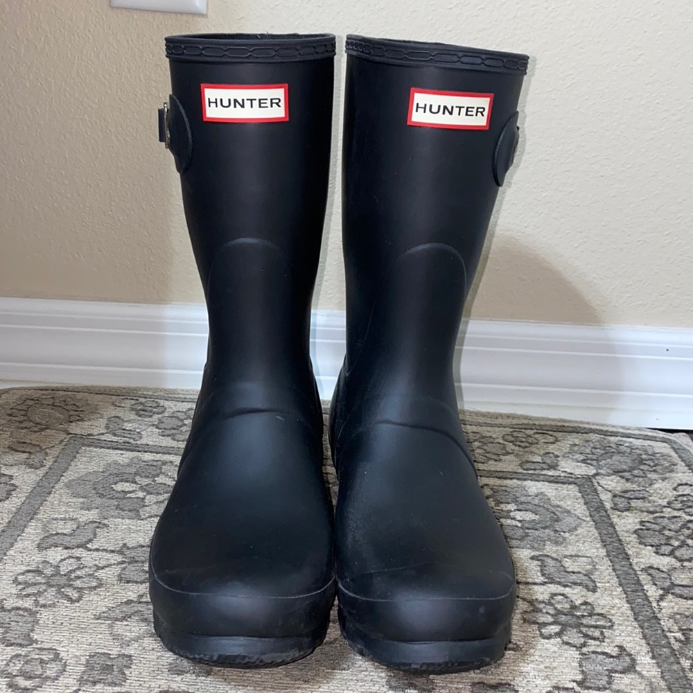 Hunter Black Rain boots EUC size 8